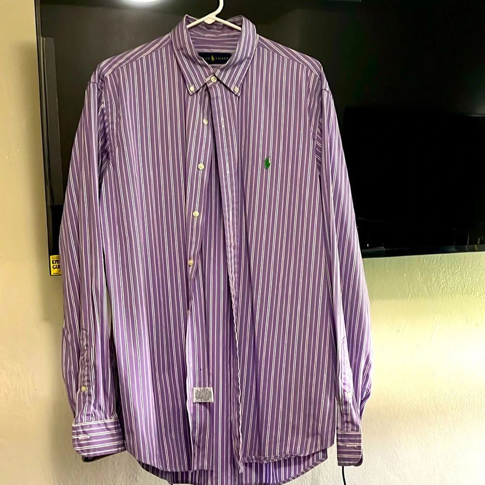 Ralph Lauren Lavender Green And White Shirt - Picture 1 of 6
